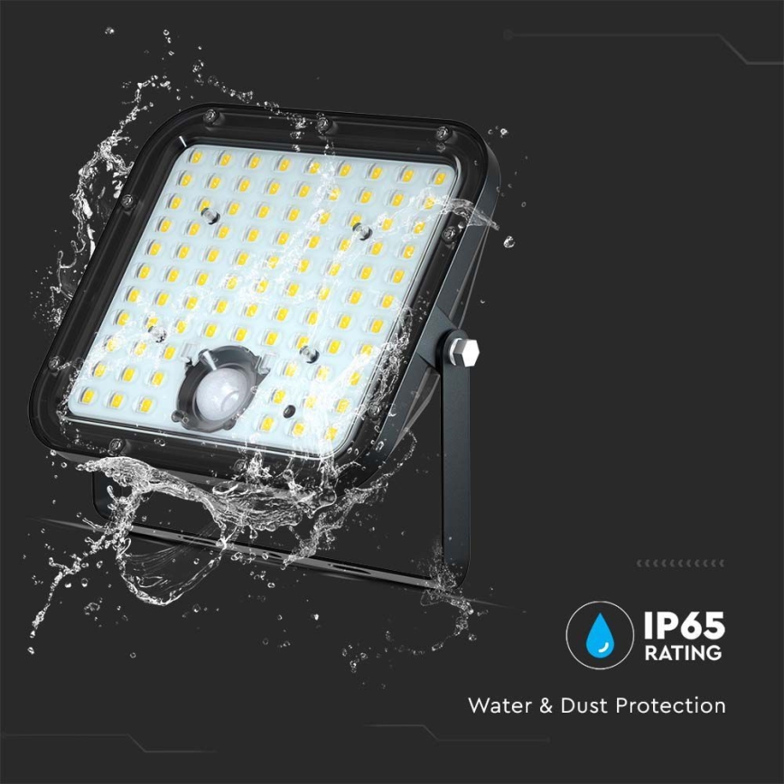LED Solární reflektor se senzorem LED/30W/6,4V 4000K + dálkové ovládání