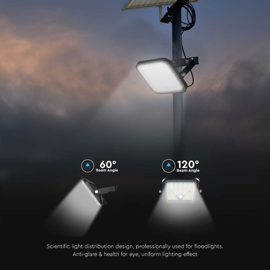 LED Solární reflektor se senzorem LED/30W/6,4V 4000K + dálkové ovládání