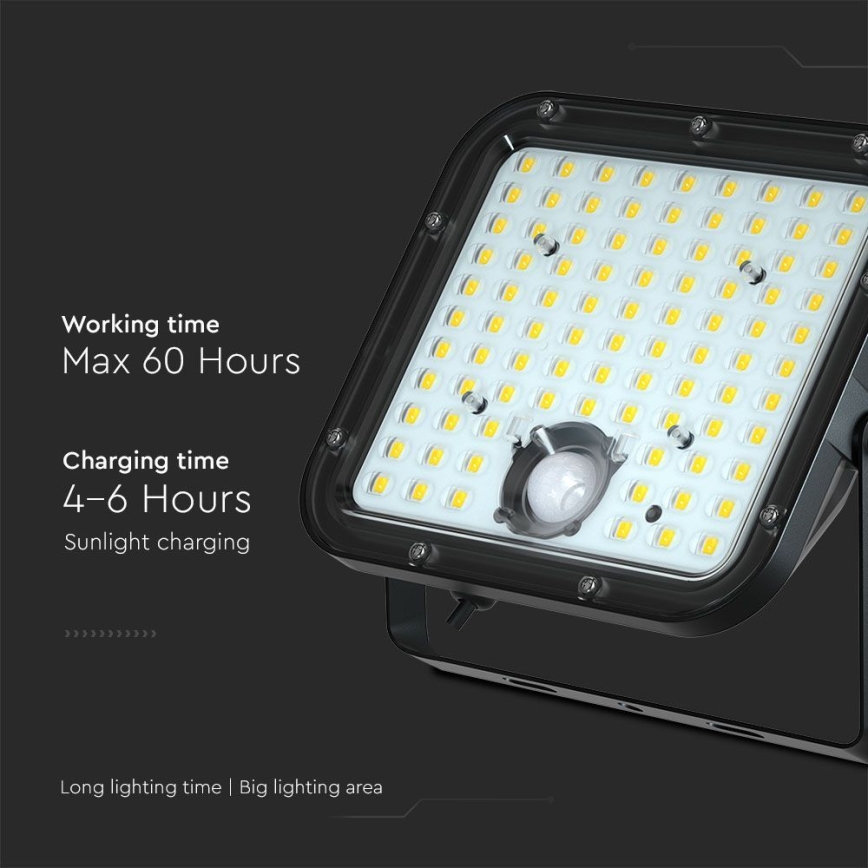 LED Solární reflektor se senzorem LED/30W/6,4V 6400K + dálkové ovládání