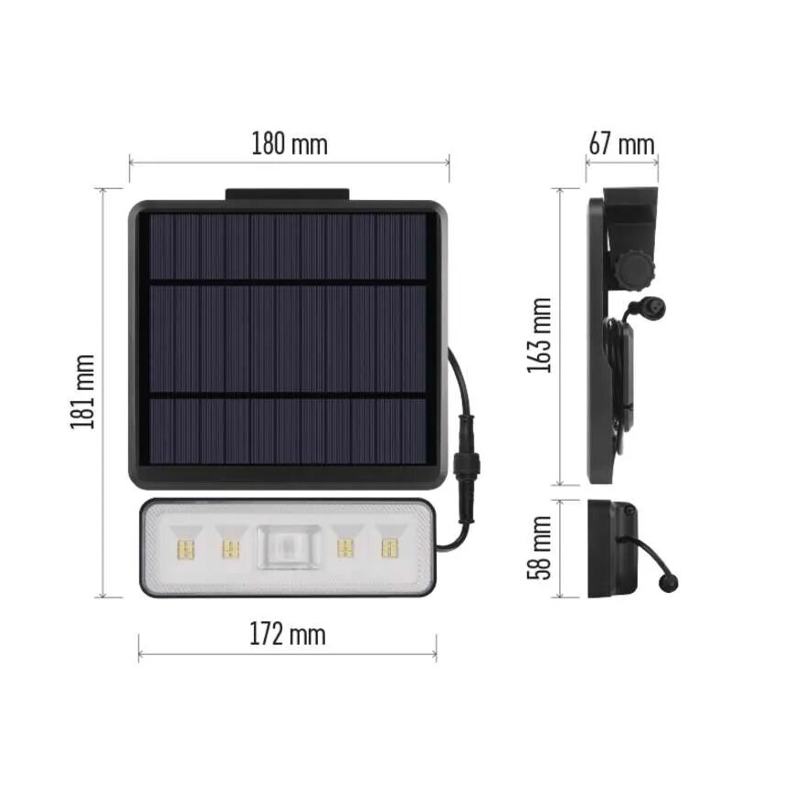 LED Solární reflektor se senzorem pohybu LED/3,7V 2500mAh 4000K IP54