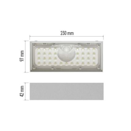 LED Solární reflektor se senzorem pohybu LED/3,7V 3000mAh 4000K IP65 bílá