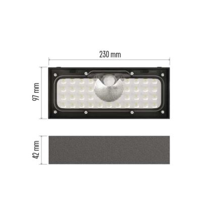LED Solární reflektor se senzorem pohybu LED/3,7V 3000mAh 4000K IP65 černá