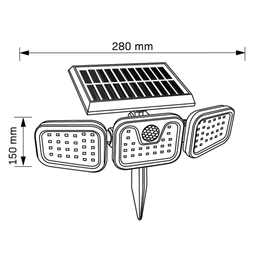 LED Solární reflektor se senzorem TRIO LED/0,6W/3,7V 1200 mAh IP44