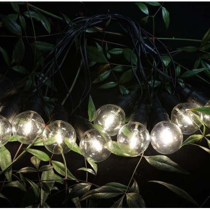LED Solární řetěz 10xLED/0,5/4,5V 12 m 3000K IP44 1200 mAh + dálkové ovládání