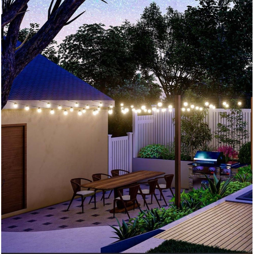 LED Solární řetěz 10xLED/0,5/4,5V 12 m 3000K IP44 1200 mAh + dálkové ovládání