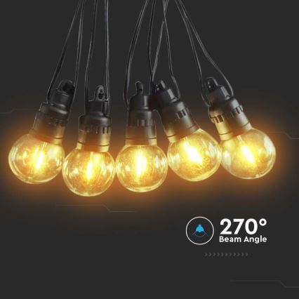 LED Solární řetěz 10xLED/0,5/4,5V 12 m 3000K IP44 1200 mAh + dálkové ovládání