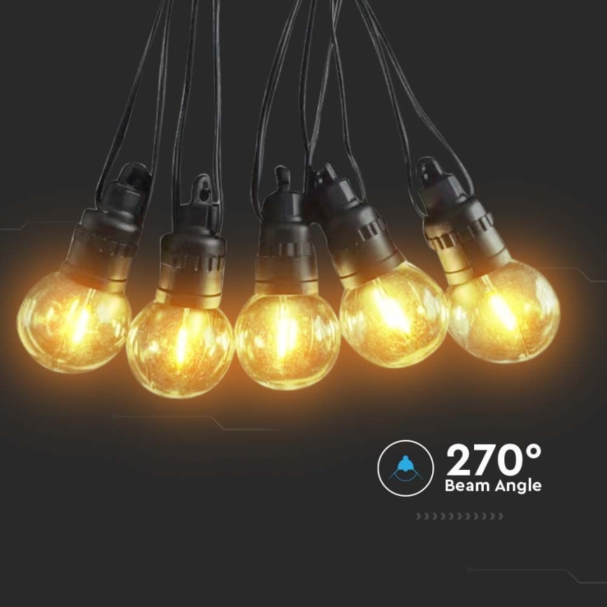 LED Solární řetěz 10xLED/0,5/4,5V 12 m 3000K IP44 1200 mAh + dálkové ovládání