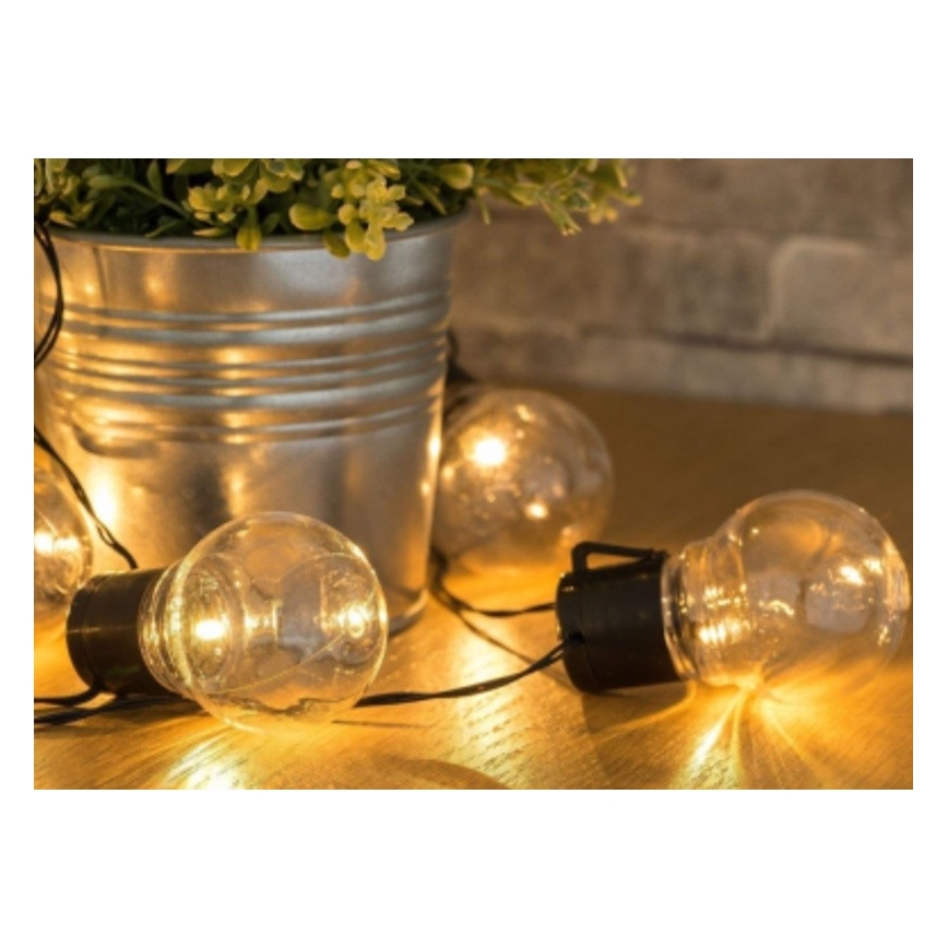 LED Solární řetěz 10xLED/1,2V 2m 300 mAh IP44 teplá bílá