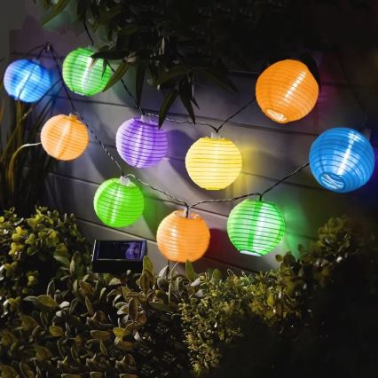 LED Solární řetěz 10xLED/1,2V 3,7m 300mAh IP44 multicolor