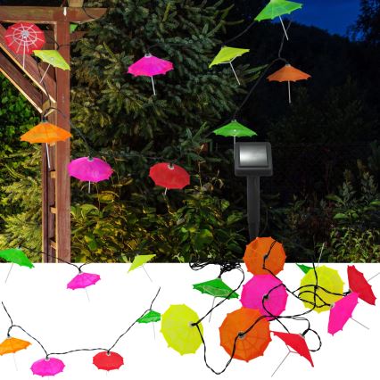 LED Solární řetěz 10xLED/1,2V 300 mAh 3,8 m IP44 deštníky