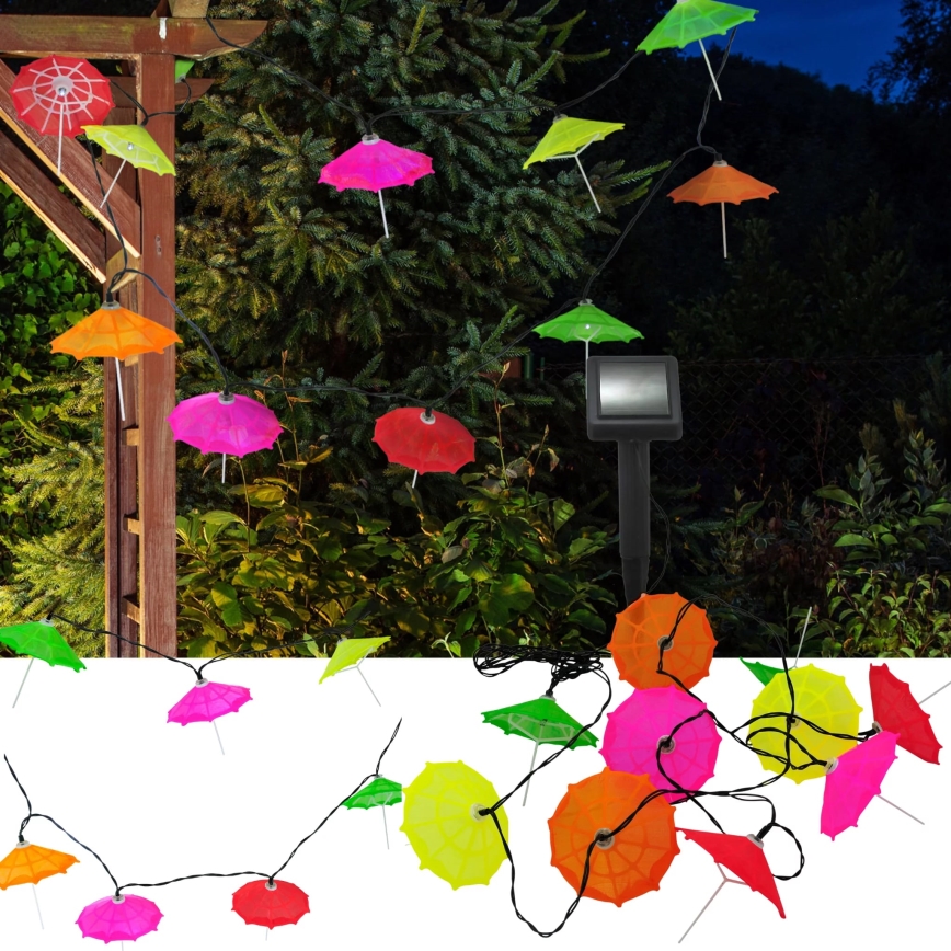 LED Solární řetěz 10xLED/1,2V 300 mAh 3,8 m IP44 deštníky