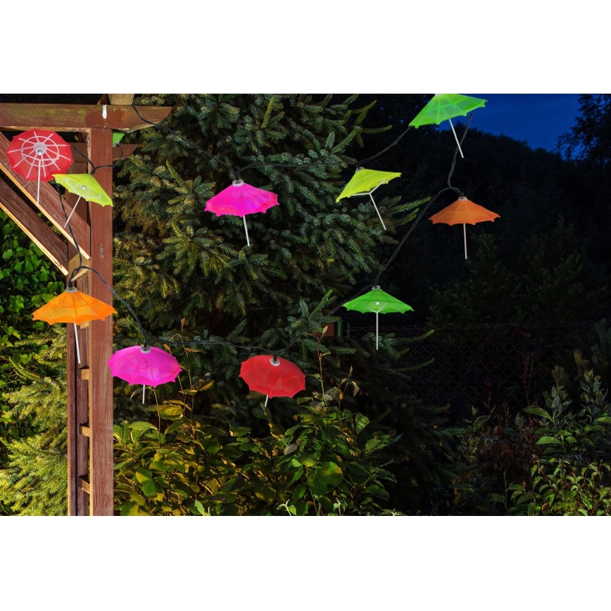LED Solární řetěz 10xLED/1,2V 300 mAh 3,8 m IP44 deštníky