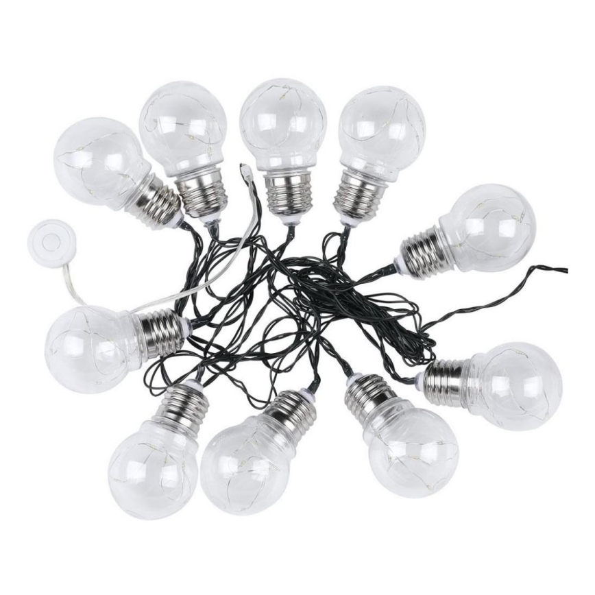 LED Solární řetěz 10xLED/1W/1,2V 1xAA 2 m IP44 3000K 300 mAh
