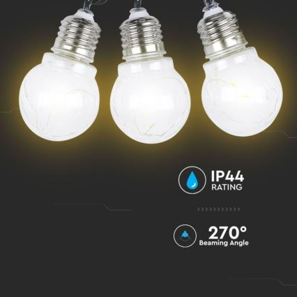 LED Solární řetěz 10xLED/1W/1,2V 1xAA 2 m IP44 3000K 300 mAh