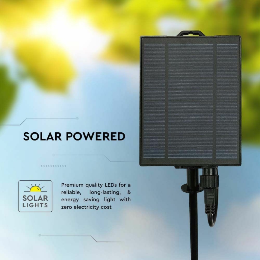 LED Solární řetěz 15xLED/0,2W/3,7V 15,6 m 3000K IP44 2400 mAh