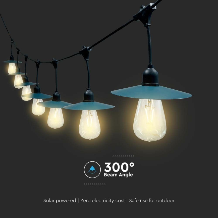LED Solární řetěz 15xLED/0,2W/3,7V 15,6 m 3000K IP44 2400 mAh
