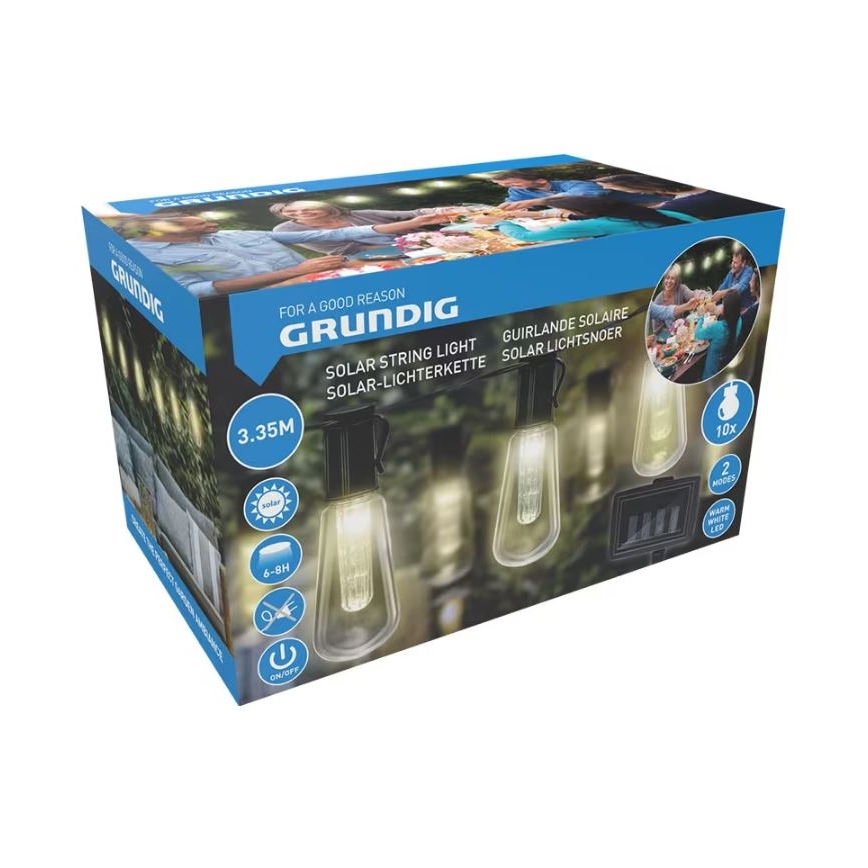 LED Solární řetěz 3,35m 10xLED/1,2V