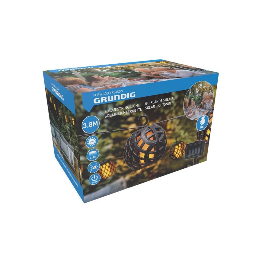 LED Solární řetěz 3,8m 8xLED/1,2V