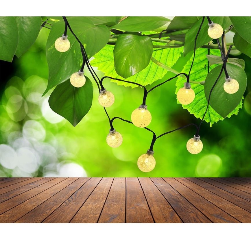LED Solární řetěz 30xLED/8 funkcí 300 mAh 4,9m IP44 teplá bílá