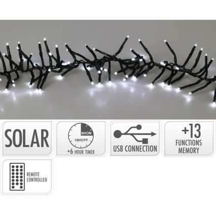 LED Solární řetěz 768xLED/3,7V/13 funkcí 1200 mAh 8,6 m IP44 studená bílá + dálkové ovládání
