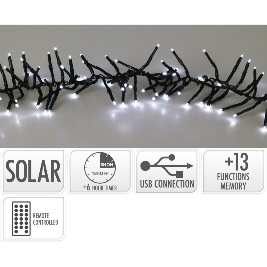 LED Solární řetěz 768xLED/3,7V/13 funkcí 1200 mAh 8,6 m IP44 studená bílá + dálkové ovládání