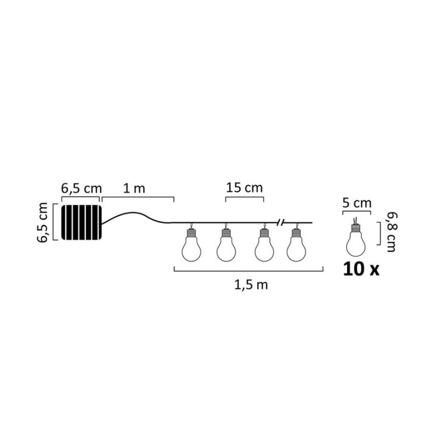 LED Solární řetěz PARTY 10xLED/1,2V IP44
