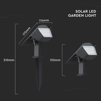 LED Solární svítidlo 2v1 LED/1,3W/3,7V 3000/4000/6400K IP65 1200 mAh