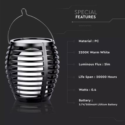 LED Solární svítidlo FLAME 4v1 1xLED/0,45W/3,7V IP44 500 mAh