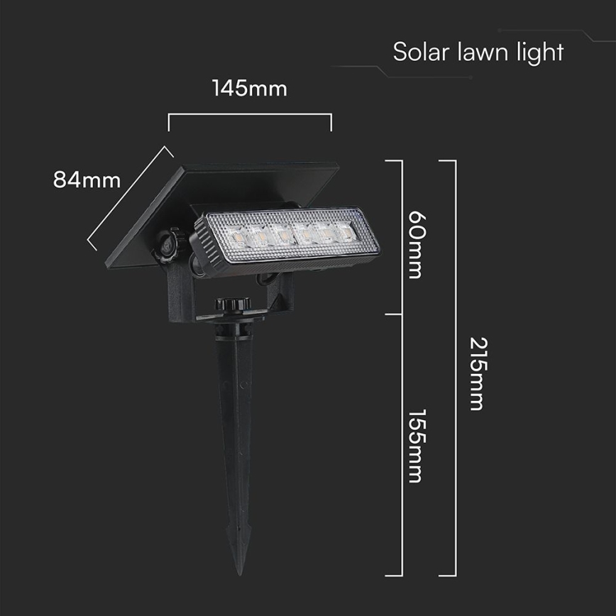 LED Solární svítidlo LED/0,9W/3,7V 3000K IP65 černá