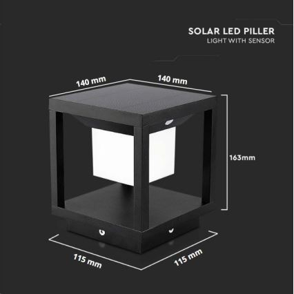 LED Solární svítidlo se senzorem LED/2W/5,5V 3000K IP65 černá