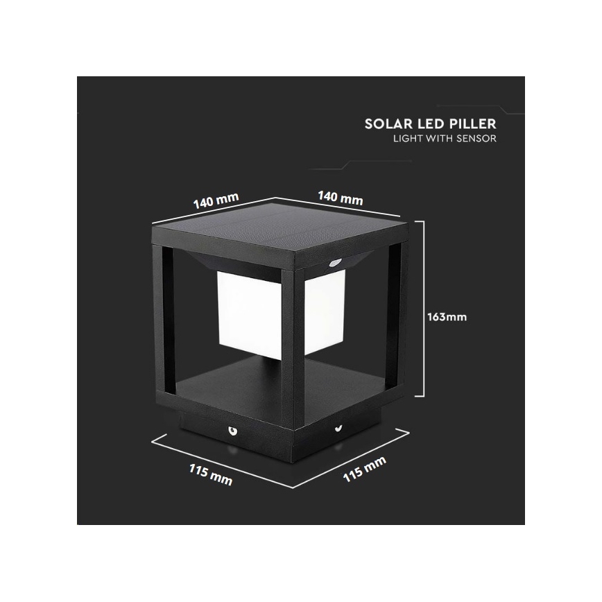 LED Solární svítidlo se senzorem LED/2W/5,5V 3000K IP65 černá