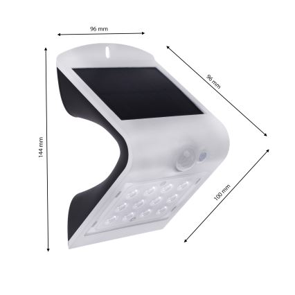 LED Solární svítidlo se senzorem pohybu a soumraku LED/1,5W/1200 mAh 3,7V IP65