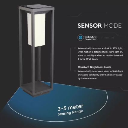 LED Solární svítidlo se senzorem SAMSUNG CHIP LED/2W/3,7V IP65