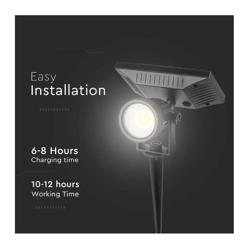 LED Solární svítidlo SPIKE LED/2W/5,5V IP65 4000K 1200 mAh