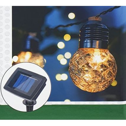 LED Solární venkovní řetěz 10xLED/1,2V 300 mAh 2,2 m IP44