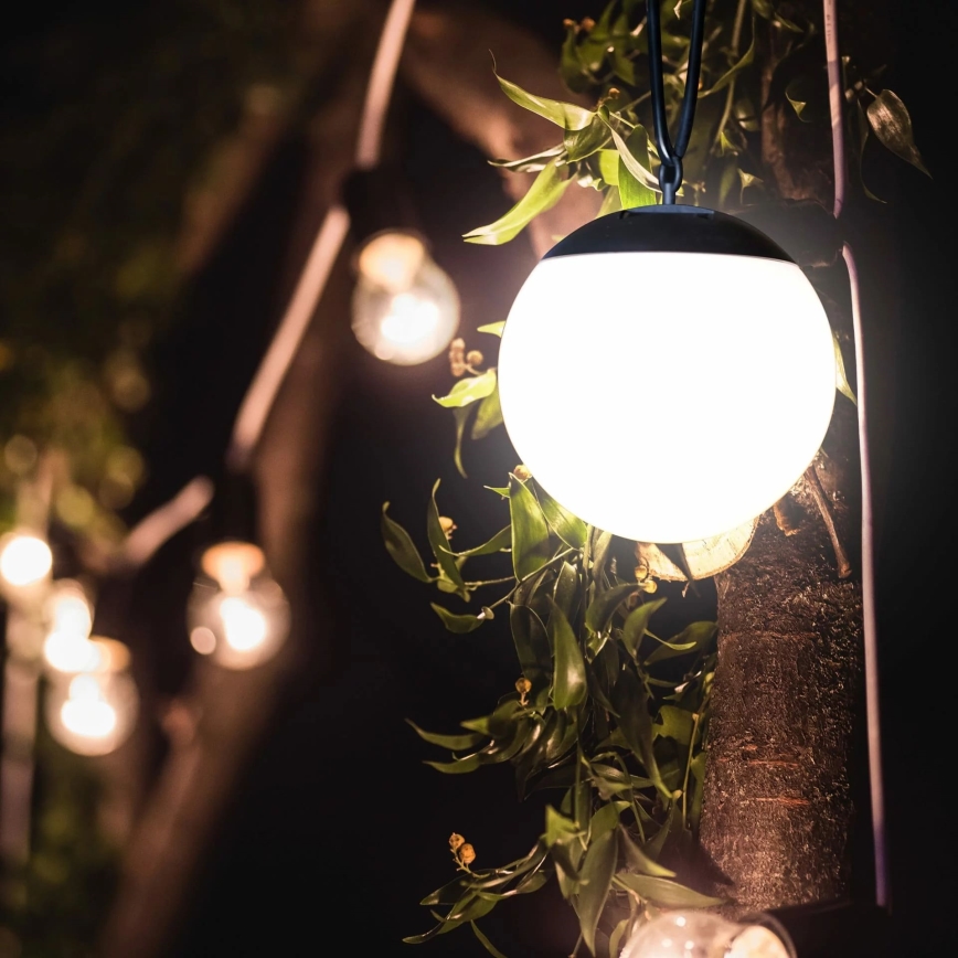 LED Solární závěsné svítidlo KIARA LED/1,2V 600 mAh IP44 černá