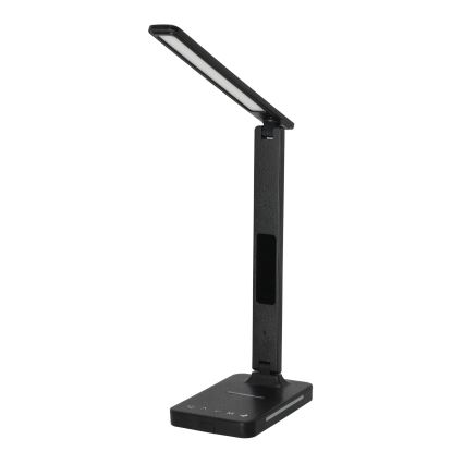 LED Stmívatelná stolní lampa s bezdrátovým nabíjením QI, displejem a USB portem LED/7W/230V 3000-6000K černá