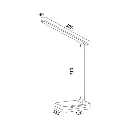 LED Stmívatelná stolní lampa s bezdrátovým nabíjením QI, displejem a USB portem LED/7W/230V 3000-6000K černá