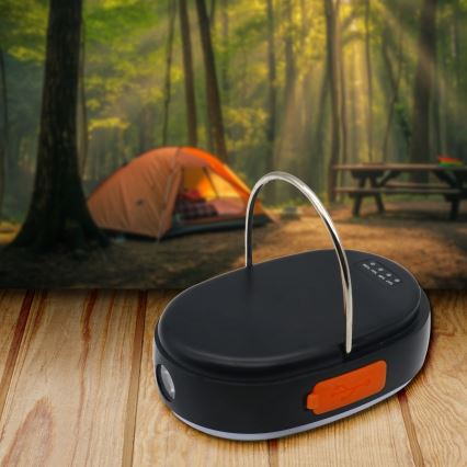 LED Stmívatelná nabíjecí lampa s funkcí powerbanky K4 LED/1W/5V 3000-6500K IPX4 4000 mAh černá