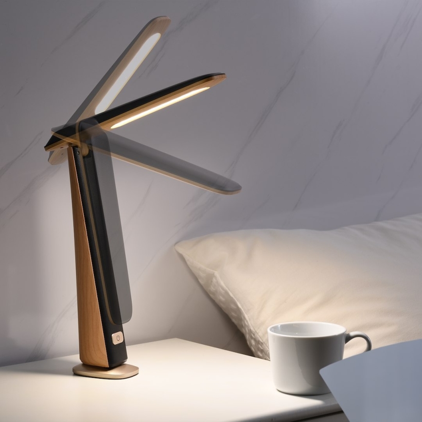 LED Stmívatelná nabíjecí stolní lampa TOP LED/4W/5V 1800 mAh 3000/4000/5000K hnědá/černá