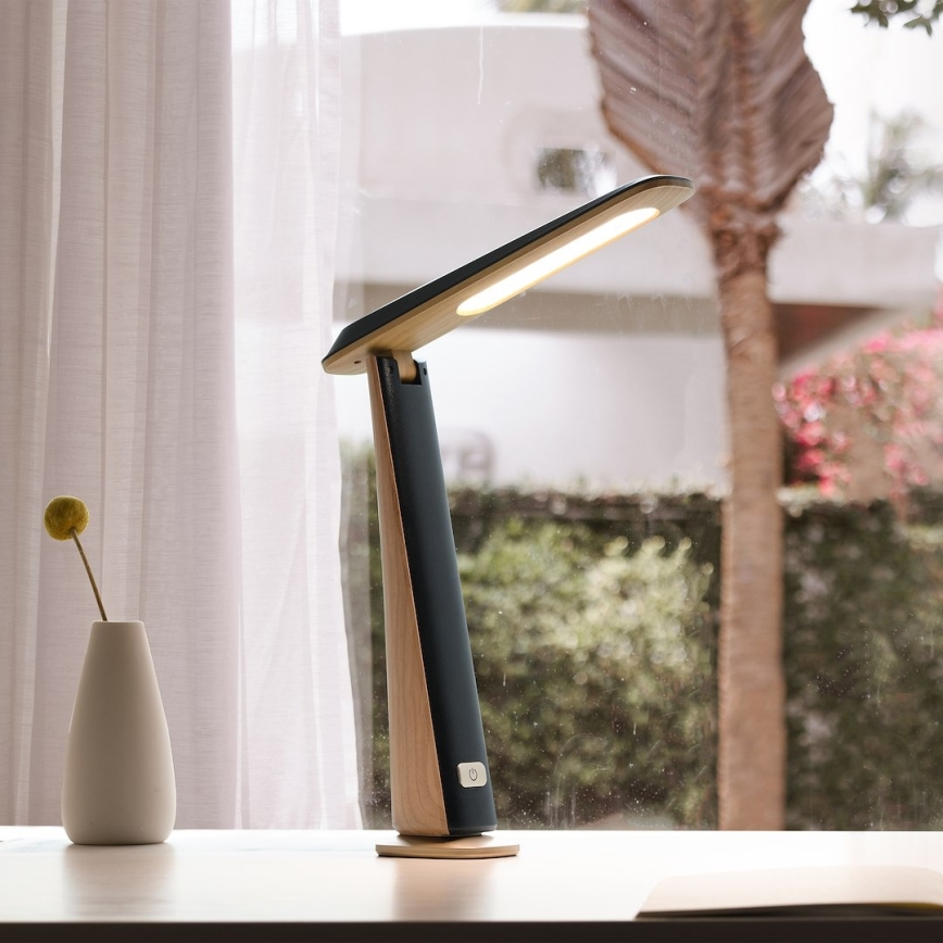 LED Stmívatelná nabíjecí stolní lampa TOP LED/4W/5V 1800 mAh 3000/4000/5000K hnědá/černá