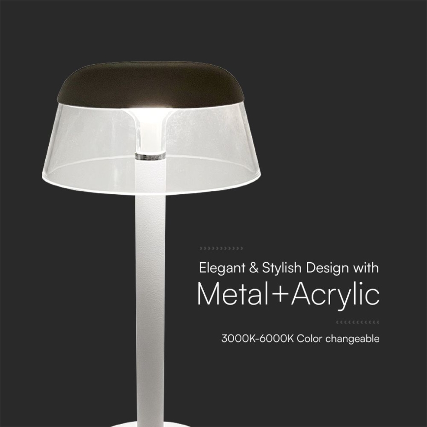 LED Stmívatelná nabíjecí dotyková stolní lampa LED/3W/5V 3000-6000K 1800 mAh bílá