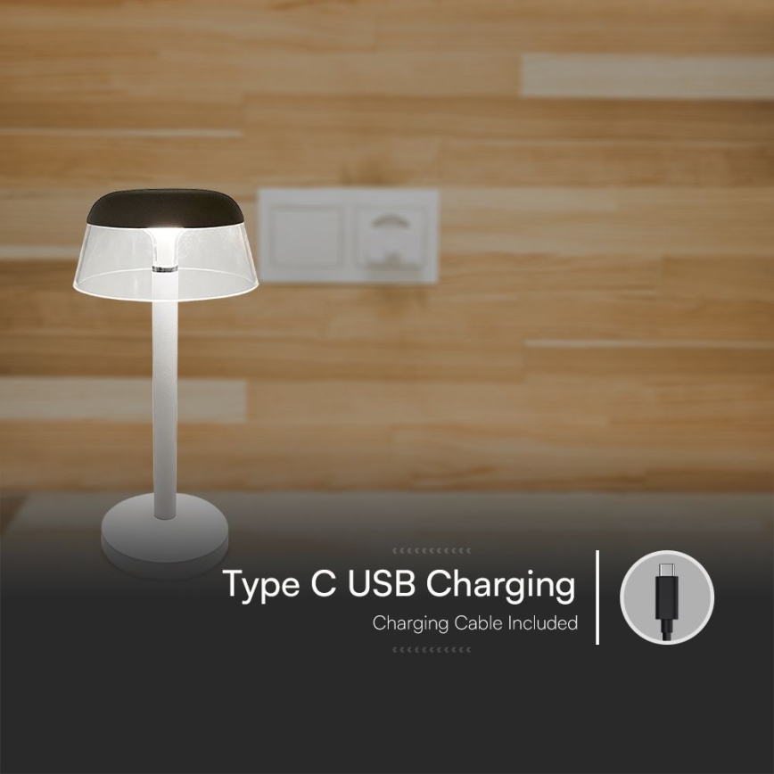 LED Stmívatelná nabíjecí dotyková stolní lampa LED/3W/5V 3000-6000K 1800 mAh bílá