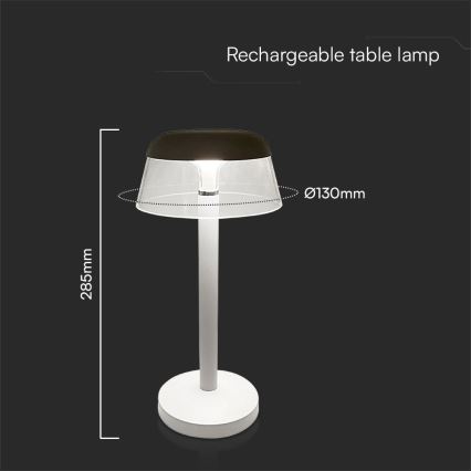 LED Stmívatelná nabíjecí dotyková stolní lampa LED/3W/5V 3000-6000K 1800 mAh bílá