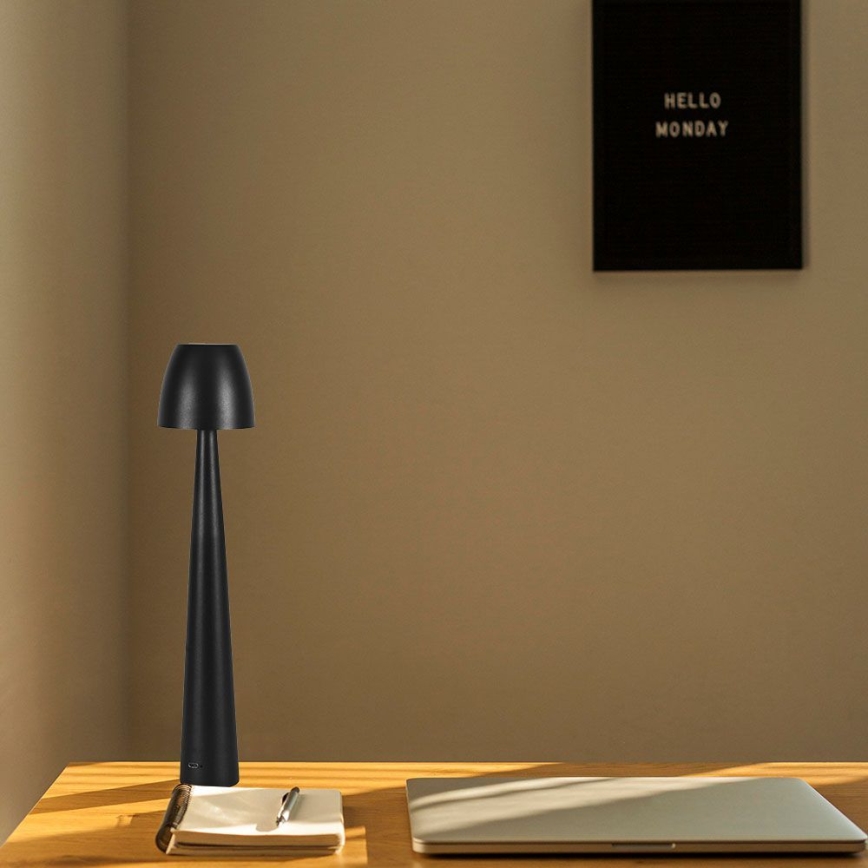LED Stmívatelná nabíjecí dotyková stolní lampa LED/3W/5V 3000-6000K 1800 mAh černá