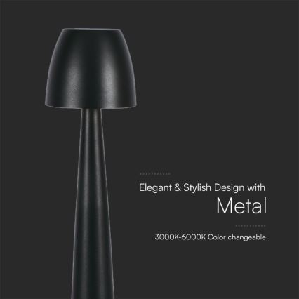 LED Stmívatelná nabíjecí dotyková stolní lampa LED/3W/5V 3000-6000K 1800 mAh černá