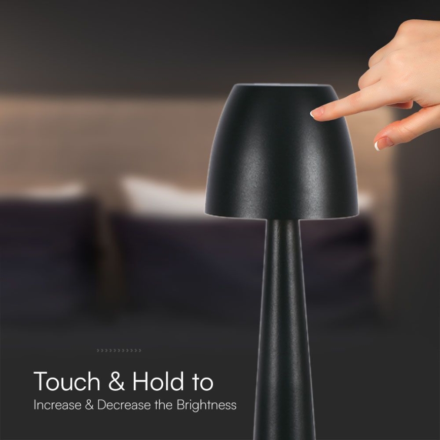 LED Stmívatelná nabíjecí dotyková stolní lampa LED/3W/5V 3000-6000K 1800 mAh černá
