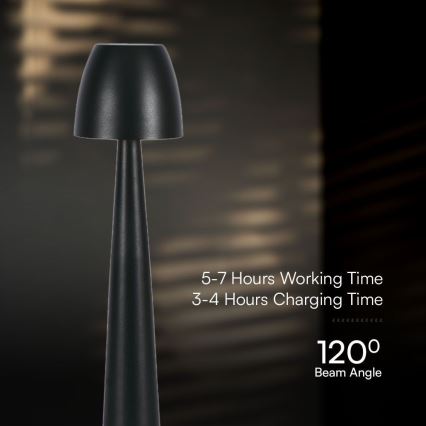 LED Stmívatelná nabíjecí dotyková stolní lampa LED/3W/5V 3000-6000K 1800 mAh černá