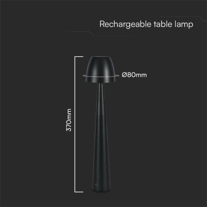LED Stmívatelná nabíjecí dotyková stolní lampa LED/3W/5V 3000-6000K 1800 mAh černá