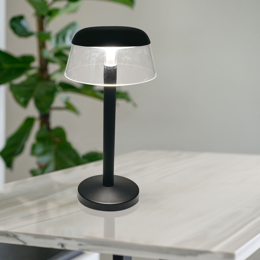 LED Stmívatelná nabíjecí dotyková stolní lampa LED/3W/5V 3000-6000K 1800 mAh černá